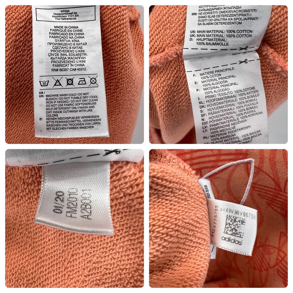 Adidas Womens Trefoil Flame Sweatshirt Dress XS Peach/Orange Loose Fit Logo - Picture 8 of 8